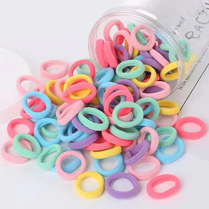 100 Psc Hair Ties,Soft Hair Ties,Small Seamless Hair Bands for Girls,Multicolor Hair Elastics Ponytail Holders