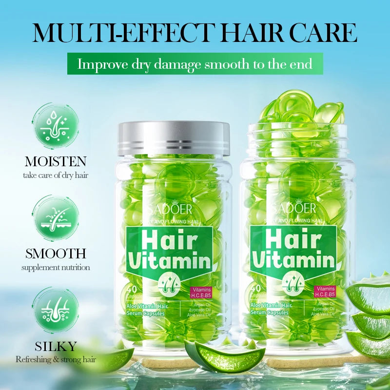 40/80/120pcs Vitamin Hair Care Essence Capsules, Containing Almond Oil, Tea Seed Oil, No-Rinse Conditioner, Hair Care Essential