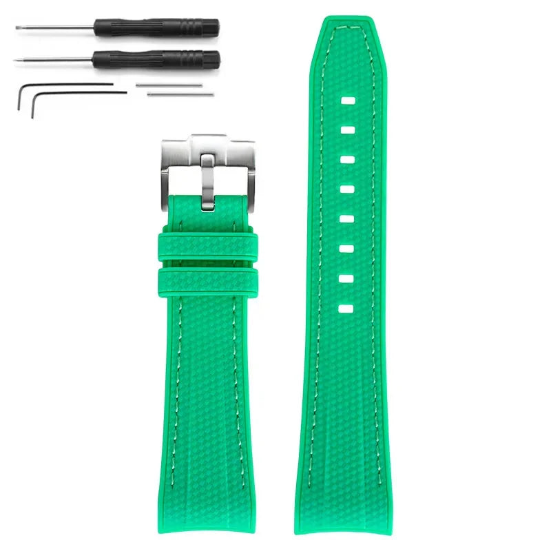 Rubber Silicone Watch Band for Swatch X Blancpain GREEN ABYSS Curved End Waterproof Sport Woven Pattern Strap Bracelet 22mm