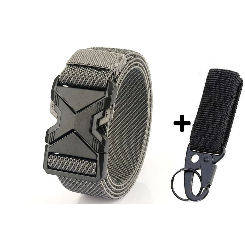 New Quick Release Metal Pluggable Buckle Tactical Belt Breathable Elastic Military Belts For Men Stretch Pants Waistband Hunting