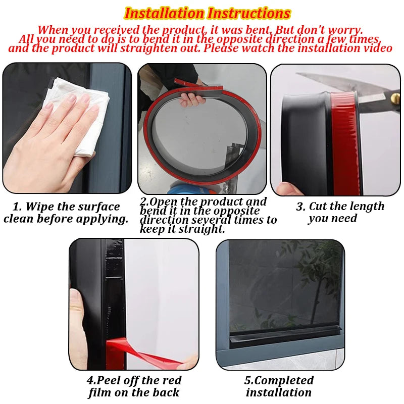 1m Home Window Water Blocking Bar Sliding Window Rain Weatherstrip Balcony Insulation Windproof Sealing Strip   Flashing Board