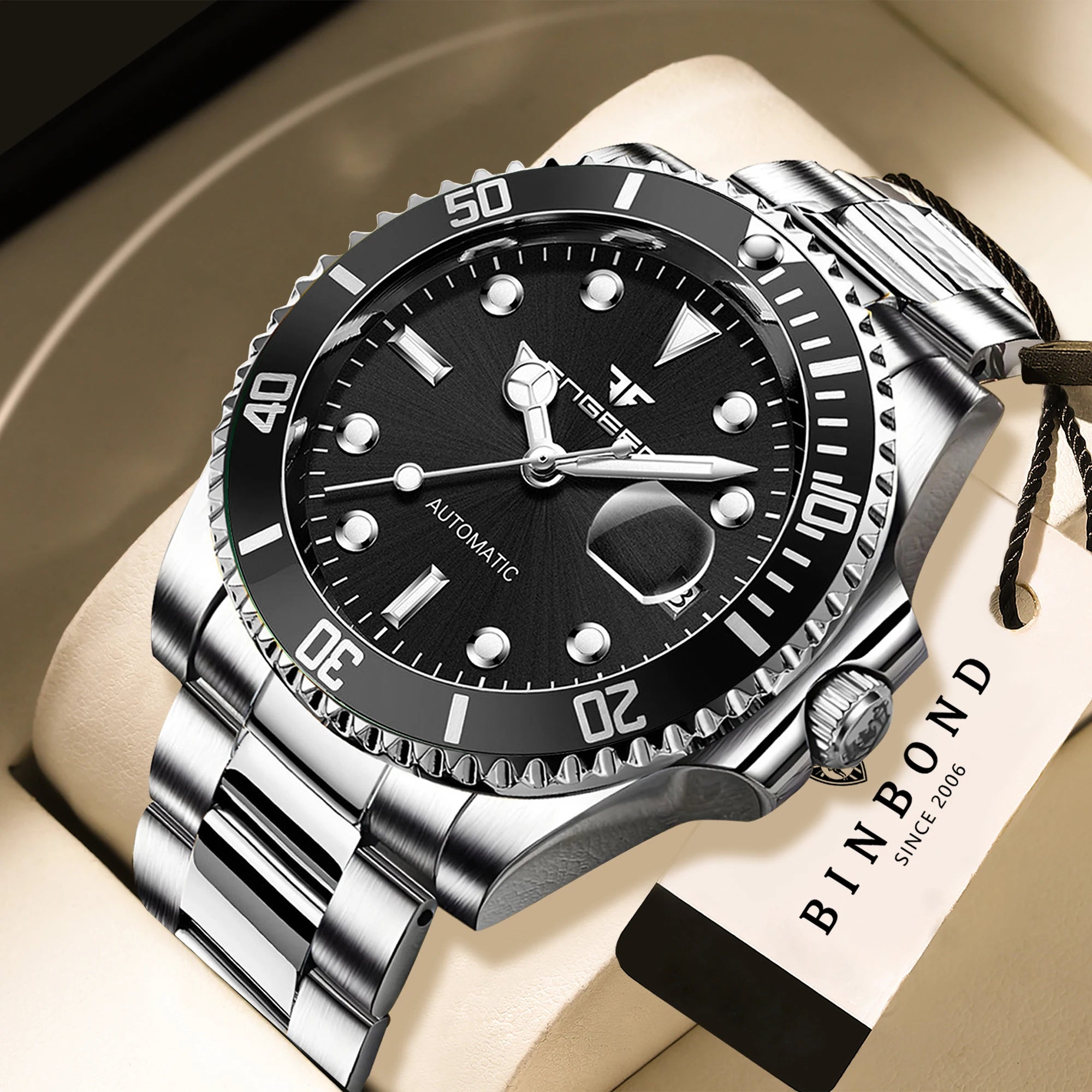 BINBOND Mechanical Wristwatches For Men Luxury Luminous Waterproof Automatic Tourbillon Men's Watch Skeleton Reloj Free Ship