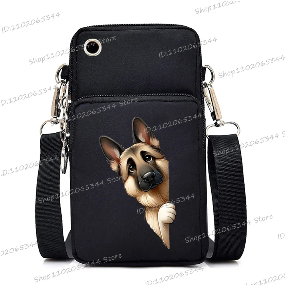 New Mobile Phone Bag Funny Anime Dog Print Shoulder Messenger Bag Women Men Coin Purse Handbag Animal Lover Small Crossbody Bag