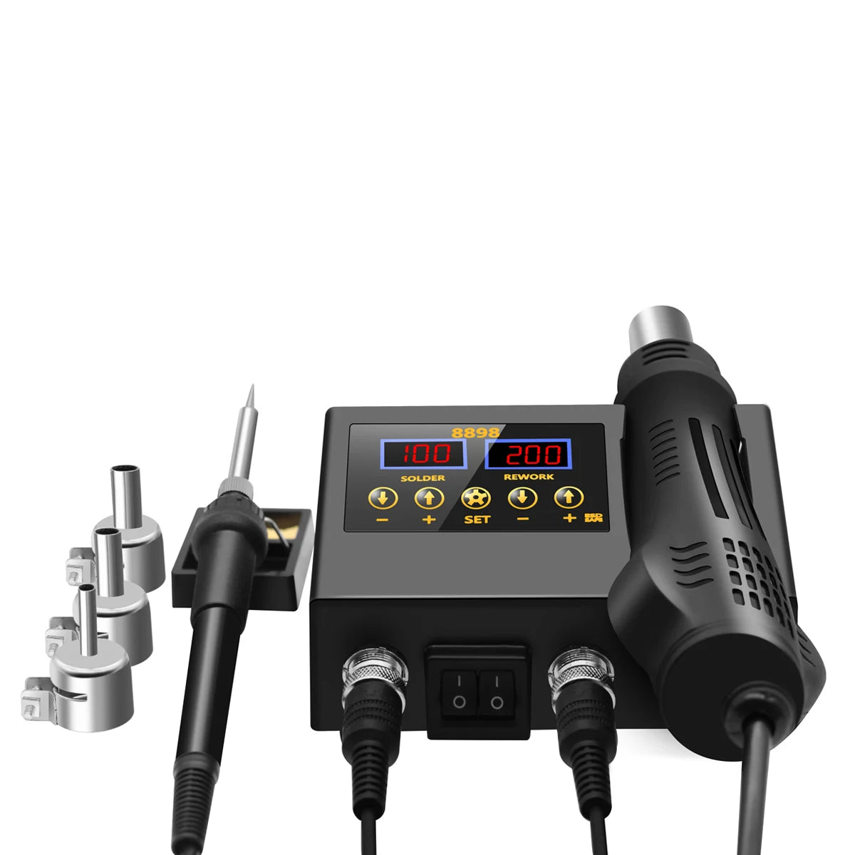 2 In 1 Soldering Station 8898 Digital Display Welding Rework Station Electric Soldering Iron And Hot Air Repair Tools 8858 8586D
