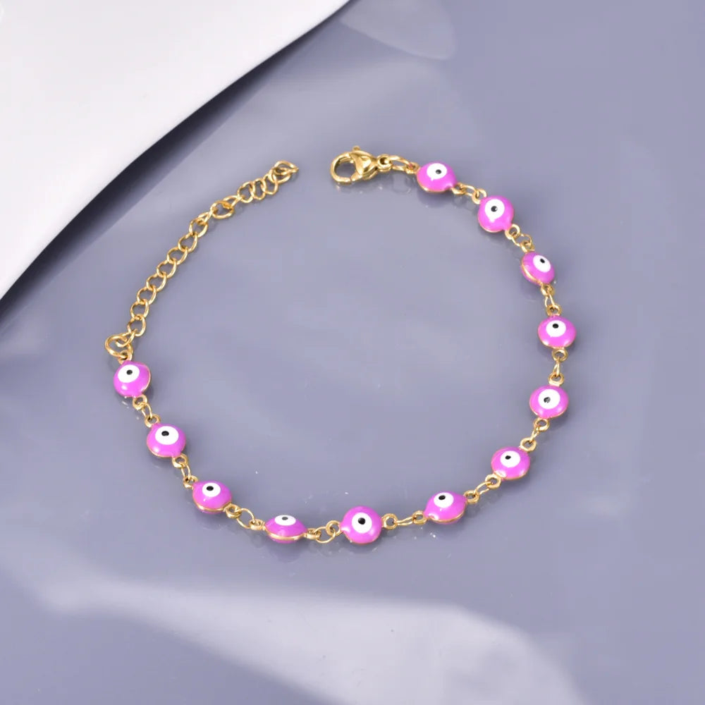 S33 European, American and Turkish Evil Eye color-blocked stainless Steel Bracelet Round Eye EVIL Eye