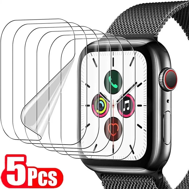 5PCS Protection Film for Apple Watch 9 5 6 SE 40mm 44mm 41mm 45mm Screen Protector for Apple Watch 5 6 7 8 9 41mm 45mm 40mm 44mm