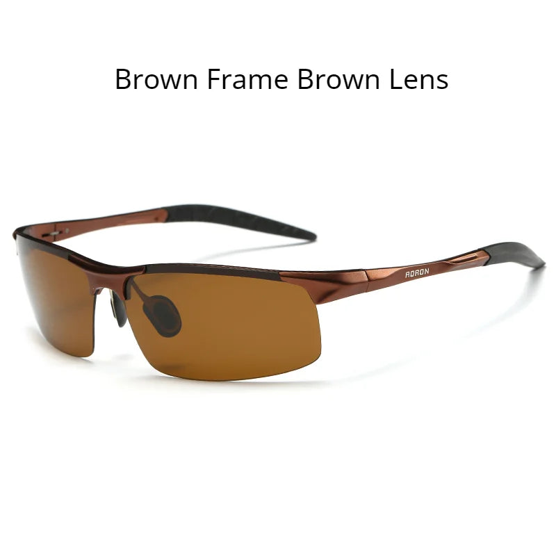 AORON Driving Polarized Sunglasses Men Aluminum Magnesium Frame Sport Sun Glasses Driver Sunglass UV400 Anti-Glare