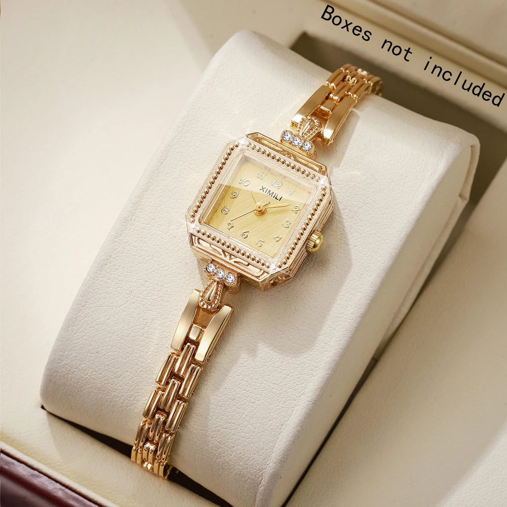 Elegant Square Women Watches Fashion Rhinestone Bracelet Strap Ladies Quartz Wristwatches  Girls Clock Reloj Mujer（Without Box）