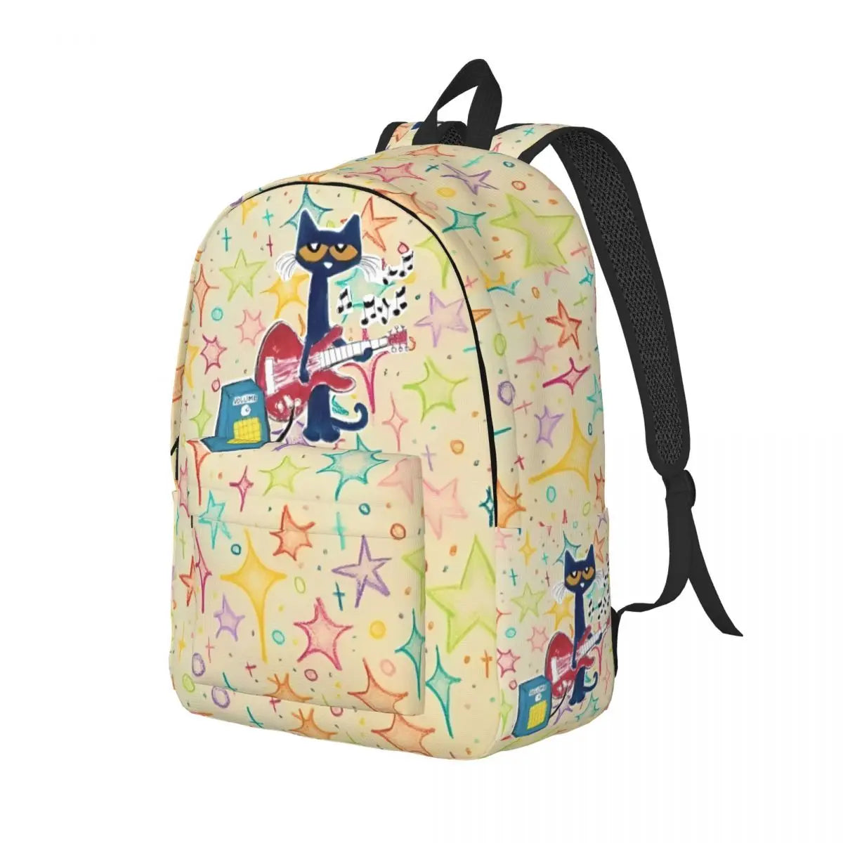 Pete The Cat I Love My White Shoes Backpack High School Business Cartoon Cats Daypack for Men Women Laptop Shoulder Bag