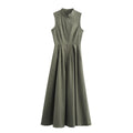 MUJER 2025 Draped Long Dresses for Women Zip Sleeveless Maxi Dress Woman Summer Holiday Womens Dresses Ruched Party Female Dress