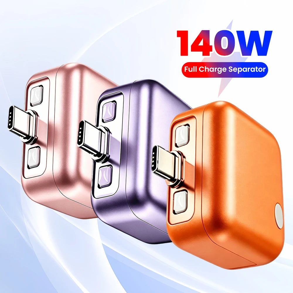 Type C Charging 140W Smart Full Charge Self-Cut Adapter Auto Disconnect for Night Charging Overcharge Prevention Separator
