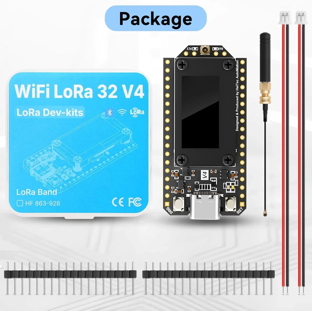 Heltec V4 ESP32 Development Board Upgraded ESP32-S3 SX1262 LoRa Module WiFi Bluetooth 2MB with 915MHz Antenna for Meshtastic