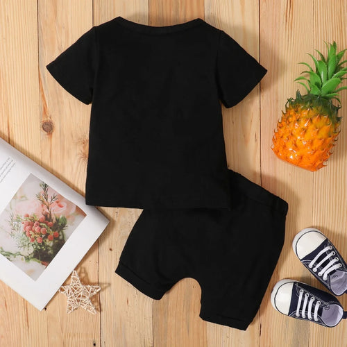 0-3 Years Toddler Newborn Baby Boy 2PCS Clothes Set Summer Casual Suit Letters Print Short Sleeve T-shirt + Shorts Sport Outfit
