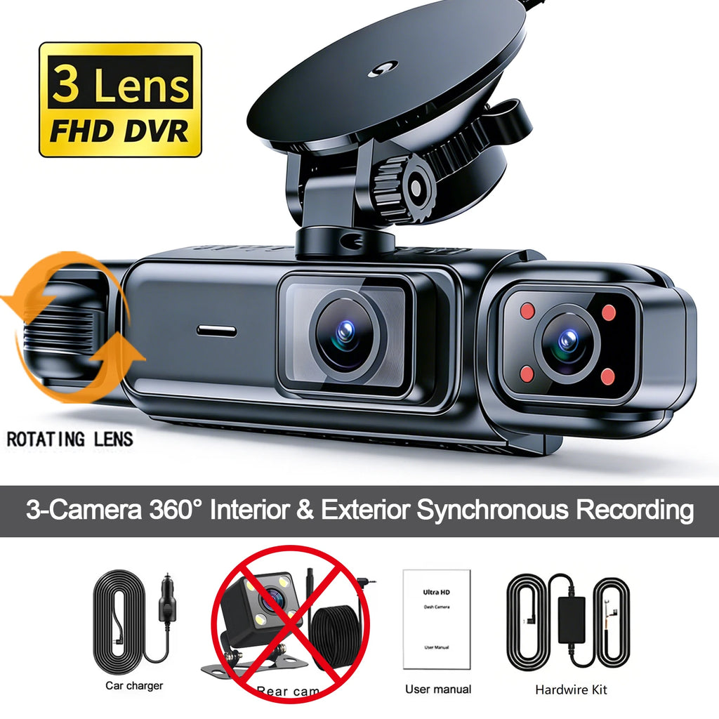 4 Channel 360° Dash Cam Black Box for Car Video Recorder DVR Camera FHD 1080P Night Vision Loop Recording 24H Parking Monitor
