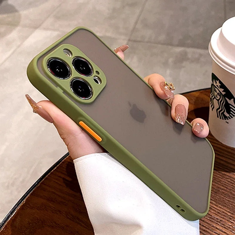Luxury Shockproof Matte Phone Case For iPhone 15 14 13 12 11 16 17 18 Pro Max AIr Plus Bumper Transparent Cover