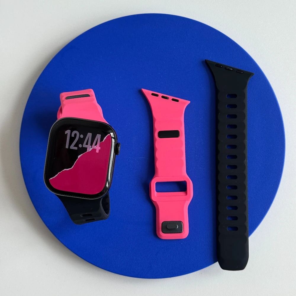 Silicone Sport Strap For Apple Watch Band Ultra 49mm 40mm 41mm 44mm 45mm 46mm correa bracelet iwatch Series 12 11 10 9 8 7 6  se