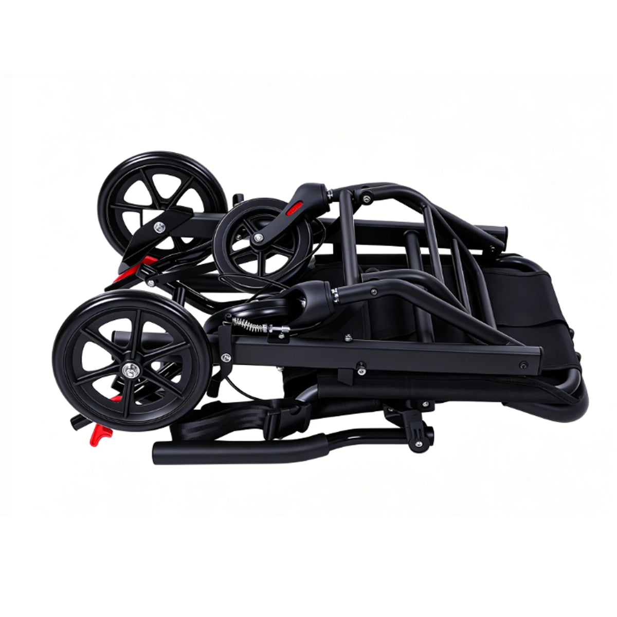 Folding Lightweight Wheelchair Transport Chair 13lbs Foldable Portable Mobility Seat with Brake Safe Belt for Elderly Disability