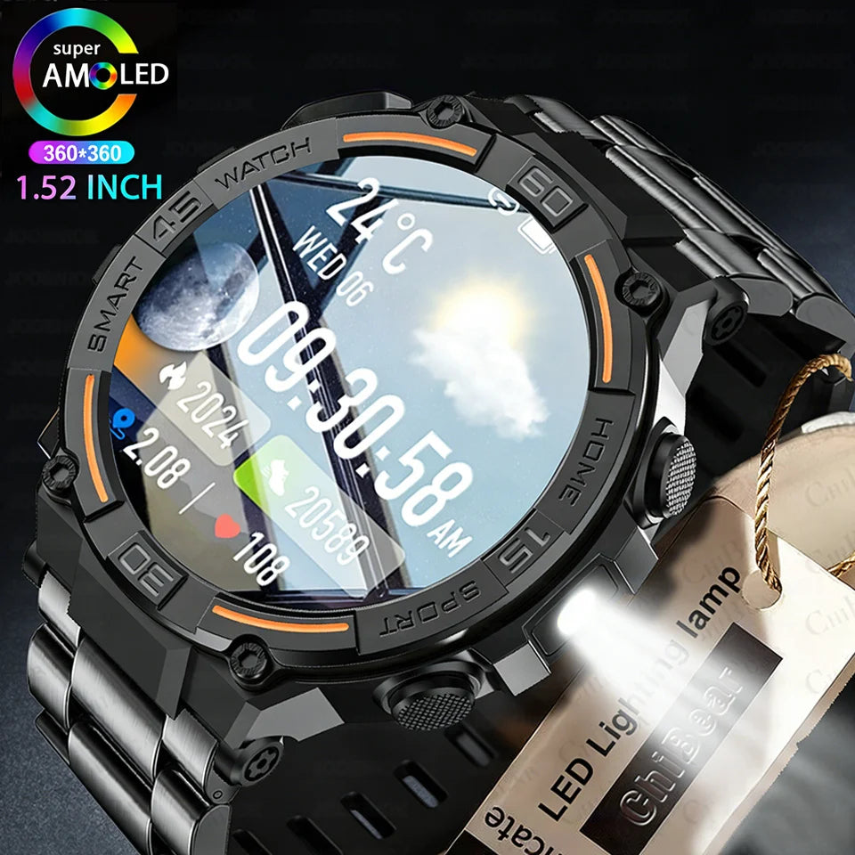 2026 New Military Outdoor SmartWatch Men Bluetooth Call Waterproof Health Monitor Sports Run tracker Smartwatch For Android iOS