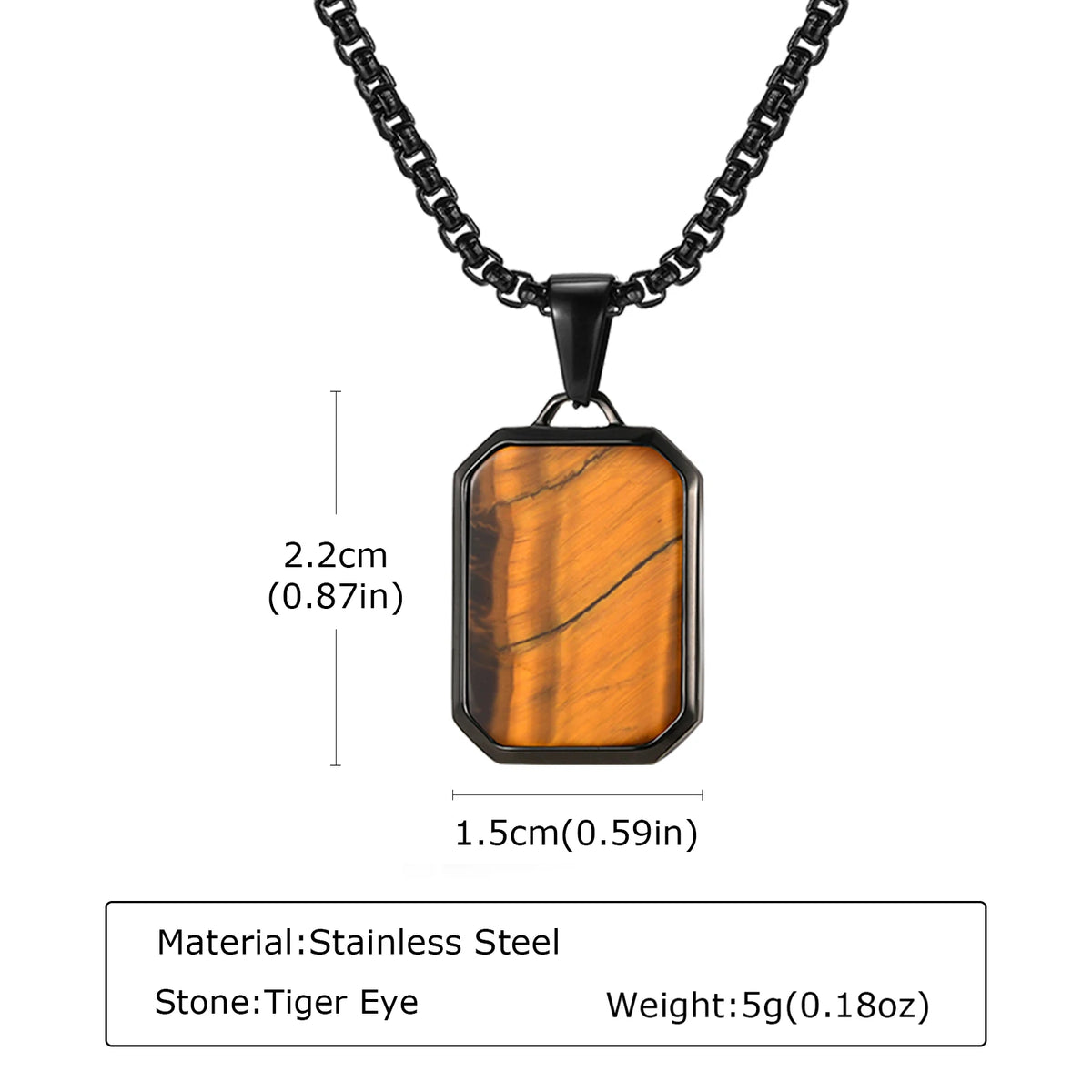 Trendy Pendant Necklaces for Men,Square Natural Stone Stainless Steel Necklaces,Hip Hop Healing Jewelry Gifts for Husband Dad