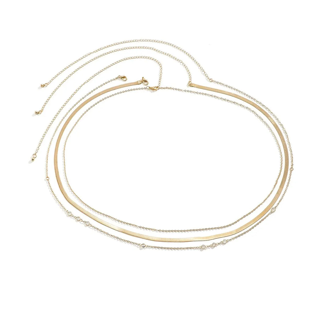 Ingemark 3Pcs/Set Sexy Gold Color Flat Snake Chain Belly Waist Chain for Women Boho Belt Body Jewelry Summer Bikini Accessories
