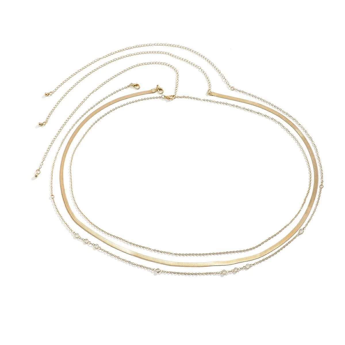 Ingemark 3Pcs/Set Sexy Gold Color Flat Snake Chain Belly Waist Chain for Women Boho Belt Body Jewelry Summer Bikini Accessories