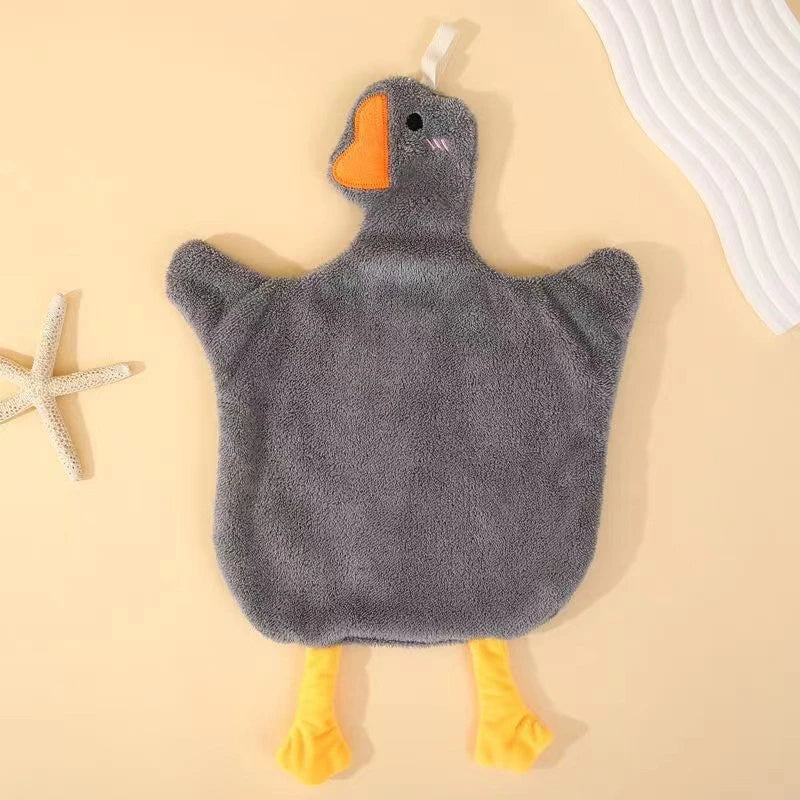 Cute Cartoon Big Goose Hanging Hand Towel Super Absorbent Quick Dry Wipe Cloth Soft Hanging Towel For Kitchen Bathroom Washroom