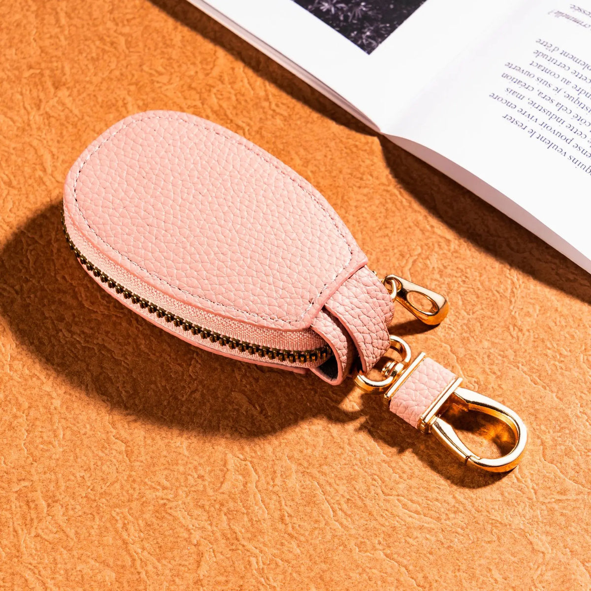 Portable Keychain Wallet for Men Women Large-Capacity Double Zipper Key Pouch Bag Suede Leather Key Case Unisex Coin Purse
