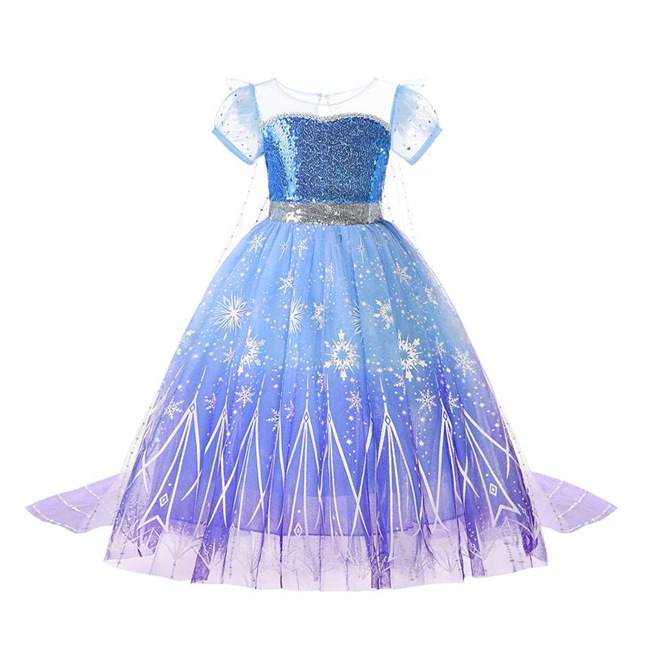 Elsa Girl Dresses Princess Costume Children's Sequin Fantasy Children's Cosplay Queen Clothes Halloween Carnival Party Dresses