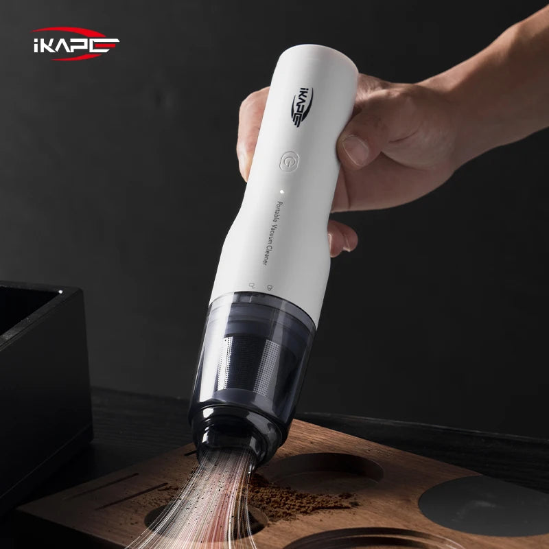 IKAPE Mini Vacuum Cleaner For Coffee Grounds Grinder Battery Barista Accessories Wireless Vacuum Cleaner For Car Handheld