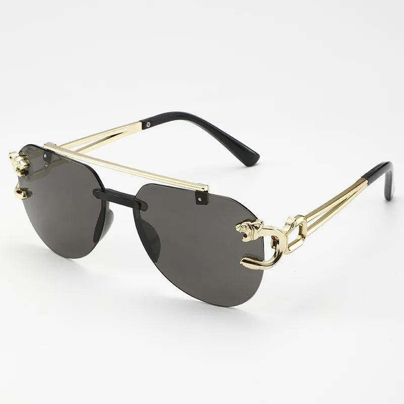 Frameless Beveled Sunglasses Frog Eyes Gradient Color UV Protection Oversized Sun Glasses