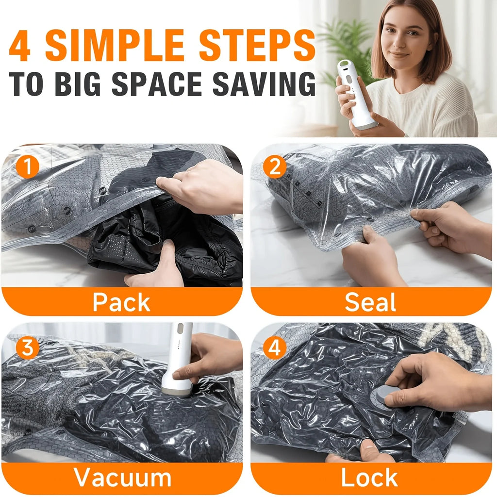 11/14/17 Pack Vacuum Bags for Travel with Rechargeable Pump, Compression Packing Bags for Carry-On Luggage & Suitcase, Vacuum Seal Bags for Clothing, 3 Sizes for Travel & Home Storage
