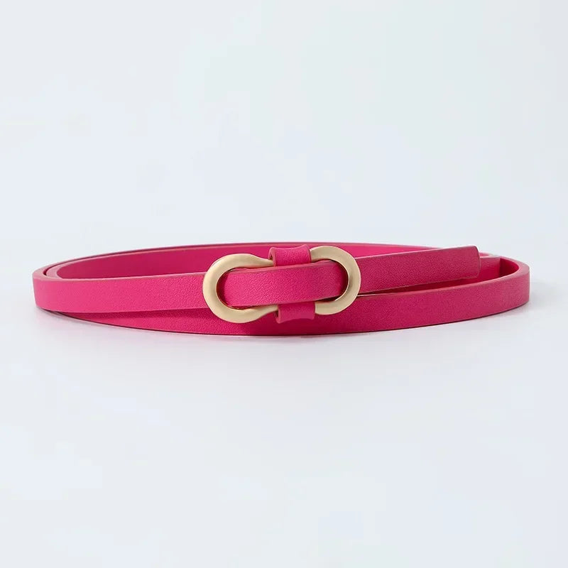 Metal Buckle PU Leather Knotted Belt Long Thin Adjustable Waist Belts Women Female Dress Coat Suit Decoration Straps