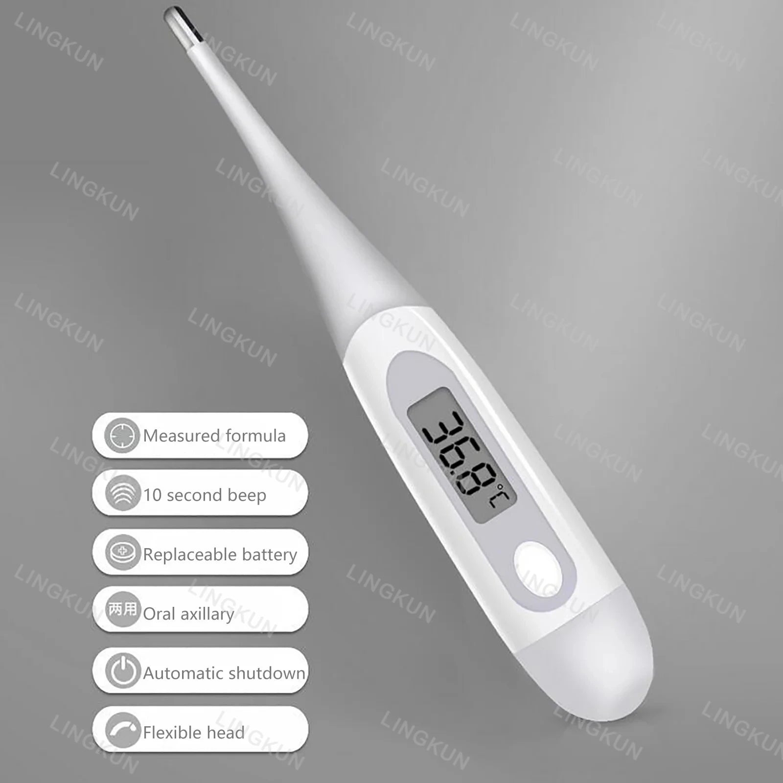 Thermometer for Adults, Soft Head Digital Oral Thermometer for Fever, Basal Thermometer with 15 Seconds Fast Reading