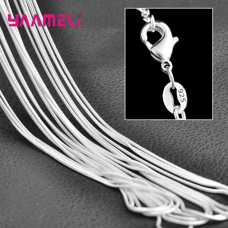 5PCS Solid 925 Sterling Silver Stamp Jewelry Chains Necklace with Lobster Clasps fit Men Women Pendant 18 Designs 16-30 Inch