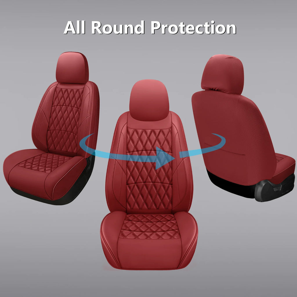 C03-Wine Red Five-Seat Car Seat Covers Universal Full Surround Car Seat Covers Fits 95% of Vehicle Models Car Accessories Driver's Seat Cover or Passenger Seat Cover All Season Universal Pad