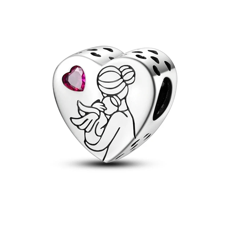 Charms Beads 925 Sterling Silver Tree of Life Peach Heart Sweet Love Charms Fit Pendants Bracelets Necklaces Women Jewelry Gift
