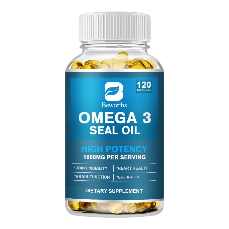 BEWORTHS Seal Oil Capsules Rich in Omega-3, DHA, EPA, DPA Support Immunity, Blood Vessels, and Brain Health Good for Old Men