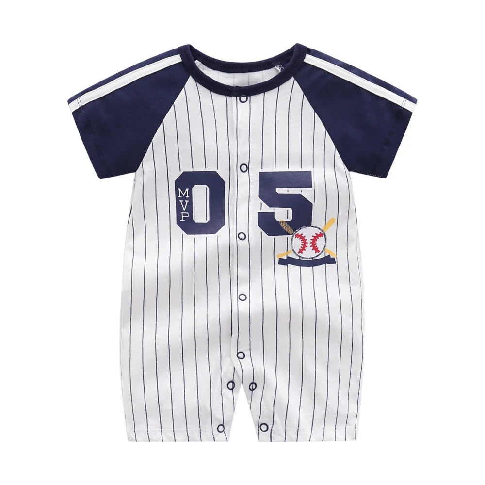 Summer Comfortable Baby Boy Jumpsuits 0 to 18 Months Rompers Boys Clothes Cotton Short Sleeve Bodysuit Sports Onesie Overalls