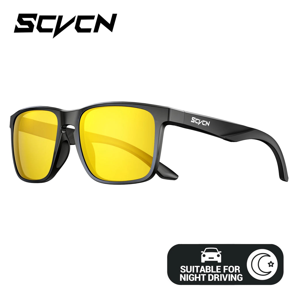 SCVCN Polarized Yellow Night Driving Fishing Glasses Cycling Equipment Outdoor Sports Bike Eyewear Camping Running Accessories