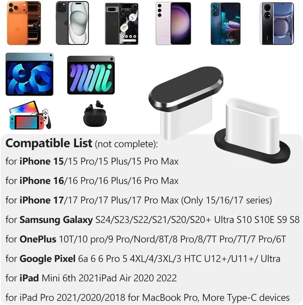 1-5Pcs Metal USB Type C Dust Plug for iPhone 17 Pro Max Air 17PM Mobile Phone Type-C Charging Port Protector Cover Cap Stopper