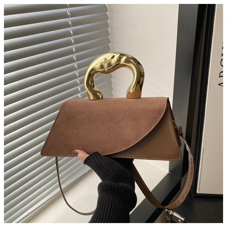 New Minimalist Design Shoulder Bag for Women Light Luxury Large Capacity Casual Metal Hand-held Crossbody Bags Female Handbag
