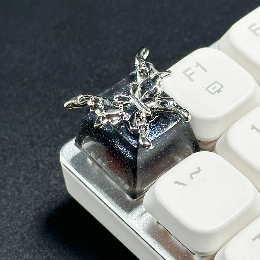 Custom Handmade Metal Keycaps Black Butterfly Girl Design OEM ESC Keys for Mechanical Gaming Keyboard Artisan Personality Gift