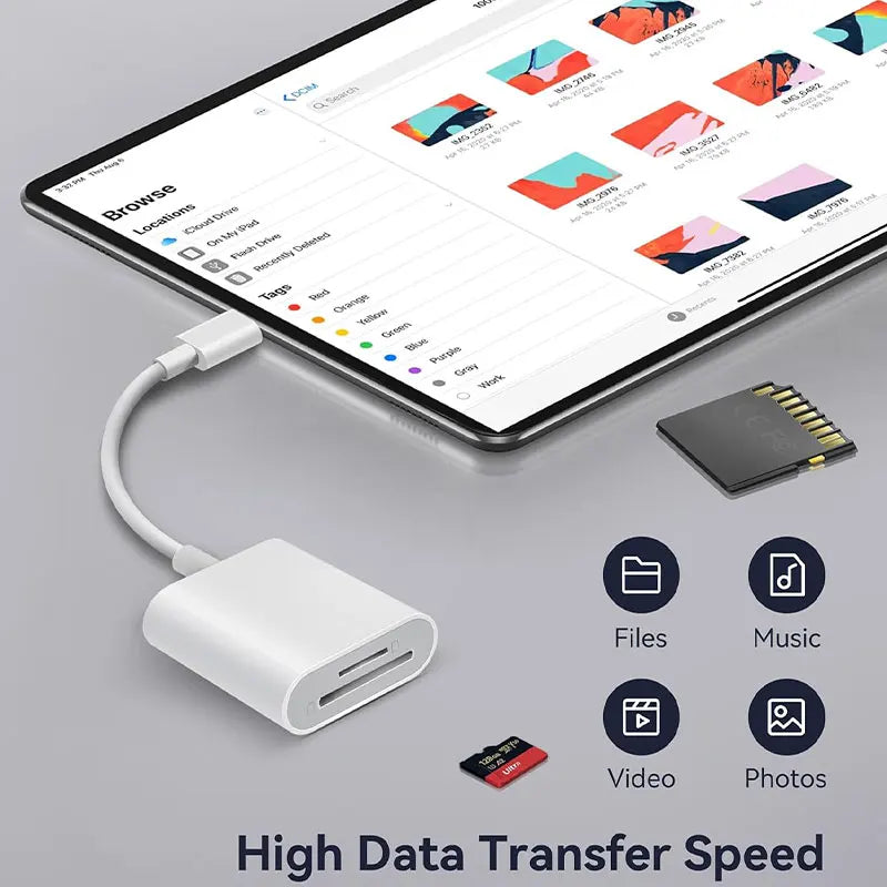 2 in 1 USB-C Card Reader, USB C To SD Card OTG SD/TF Memory Converter for Ipad Pro, for Macbook & Other Tablets
