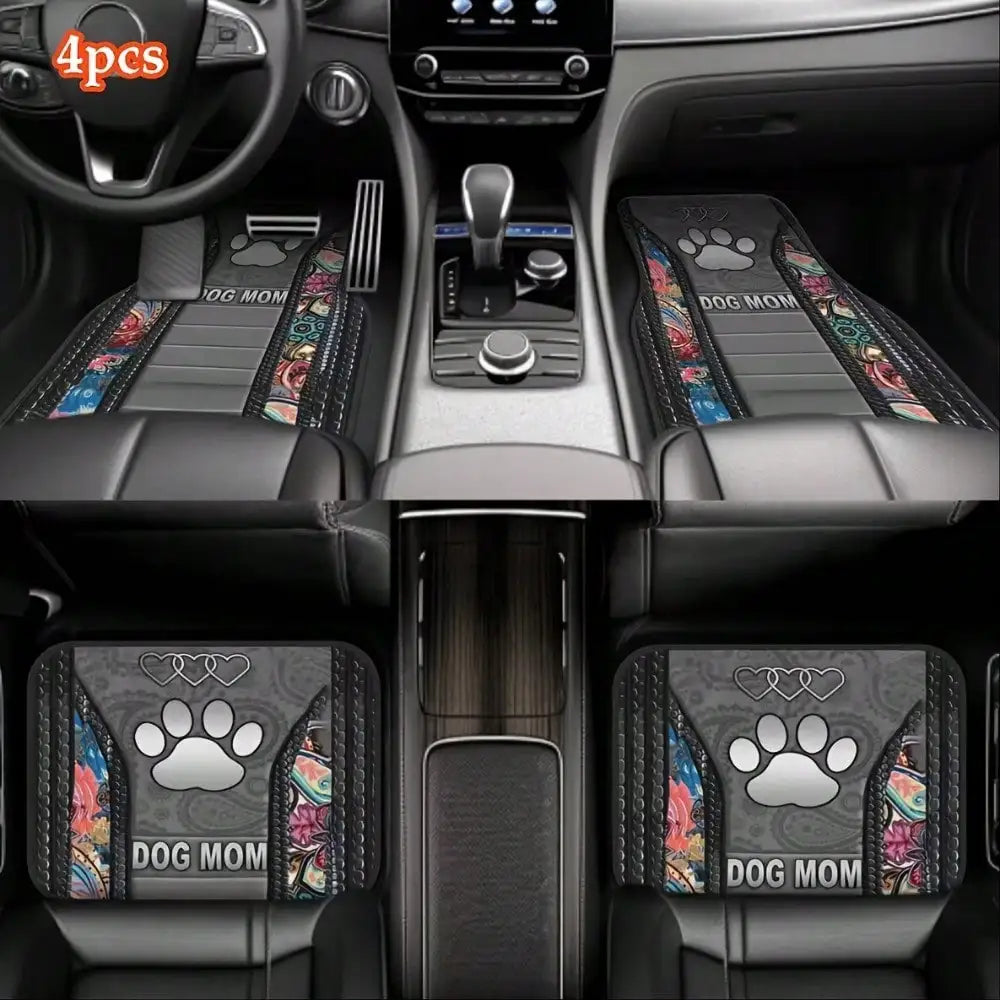 4pcs Deluxe Heart Paw Print Car Mats, Suitable for Most Car Front and Rear Seat Carpets, Car Interior Protector and Decoration