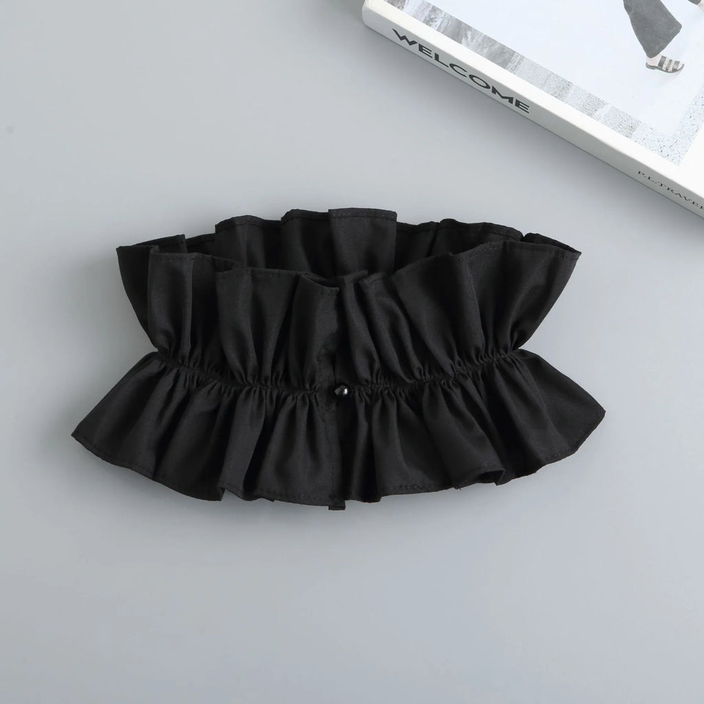Fashion Ruffles Button Fake Collar for Women Stand Detachable Collar Fake Girls Vintage Lace Ladies False Blouse Collar