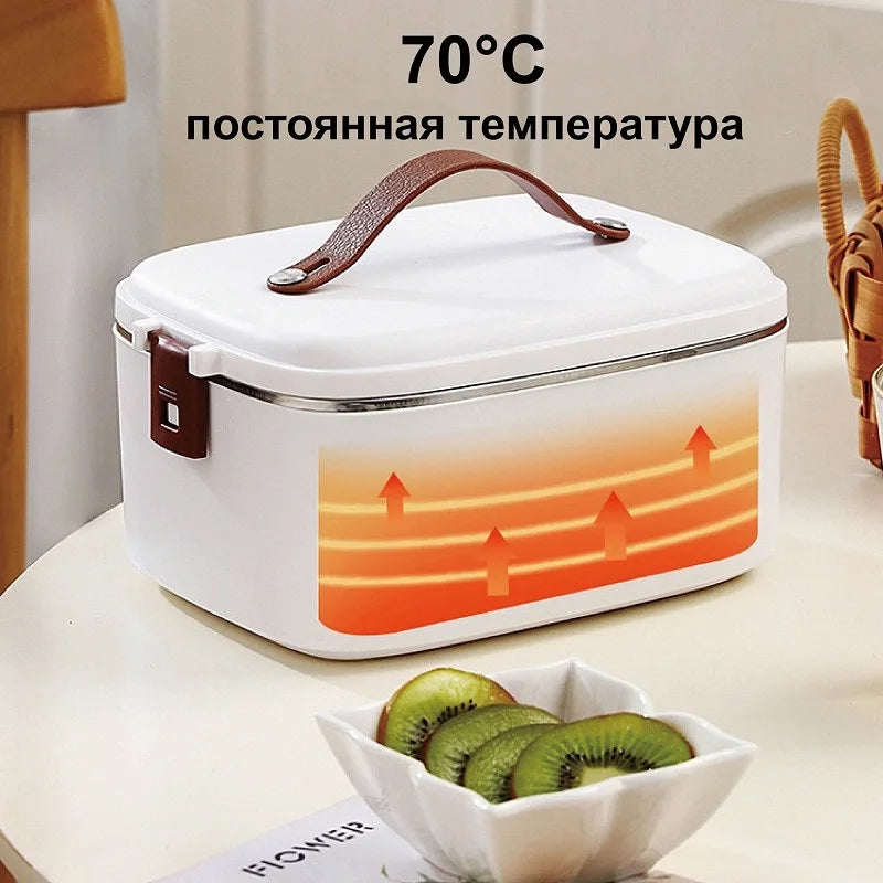 1.8L Electric Lunch Box 12V Large Capacity Car 304 Stainless Steel Food Heater Portable Keep Warm Pot Office Lunch Box 110V/220V