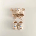 2PCS/Set Cartoon Baby Hat Socks Cute Animal Doll Boy Girl Winter Knitted Pullover Hats Woolen Warm Newborn Short Socks Beanies