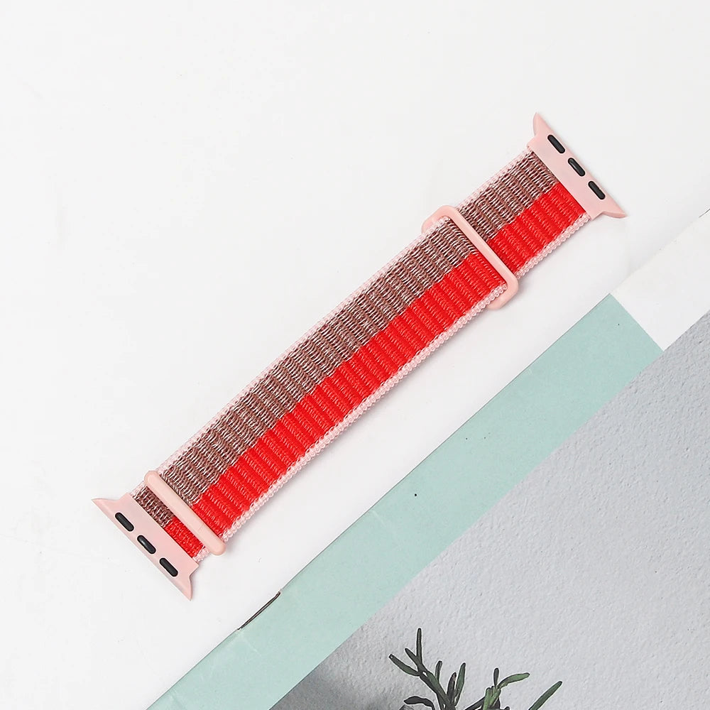 Nylon Strap For Apple Watch Band Ultra 2 49mm 45mm 41mm 44mm 42mm 38mm Adjustable Elastic Bracelet For iWatch Series 9 8 7 6 5 4