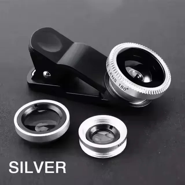 3in1 Fisheye Wide Angle Micro Camera Lens for iPhone Xiaomi Redmi 3in1 Zoom Fish Eye Len on Smartphone Lenses with Phone Clip