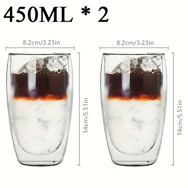 Double Wall Glass Cup Heat Insulation Transparent Handmade Tea Drink Cups MINI Whisky glasses Espresso Coffee Mug set 250-450ml